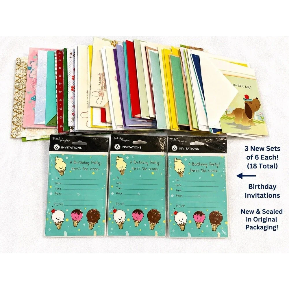 130+ Unused Greeting Card Lot 90+ w Envelopes Hallmark Mixed Occasion